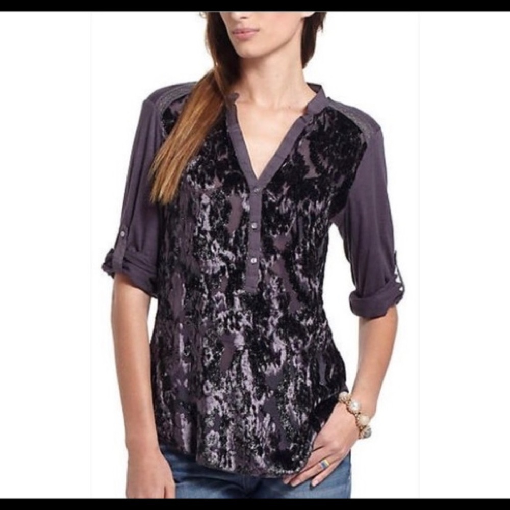Tiny | grey velvet front top
